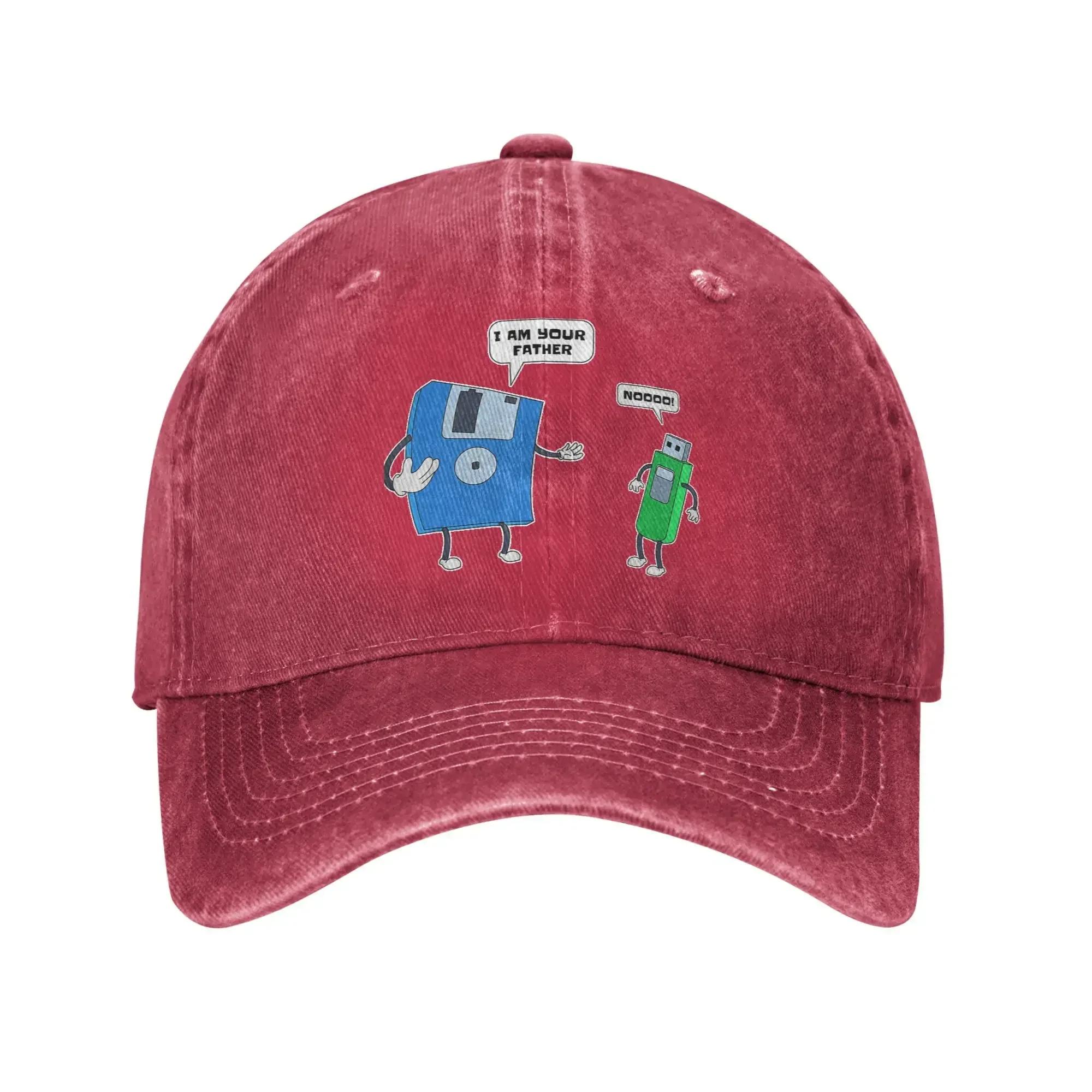 Baseball Cap Computer Father Son Floppy Disk Engineer Summer Trendy Hip Hop Hats  Couple Women Sunscreen Baseball Caps One Size