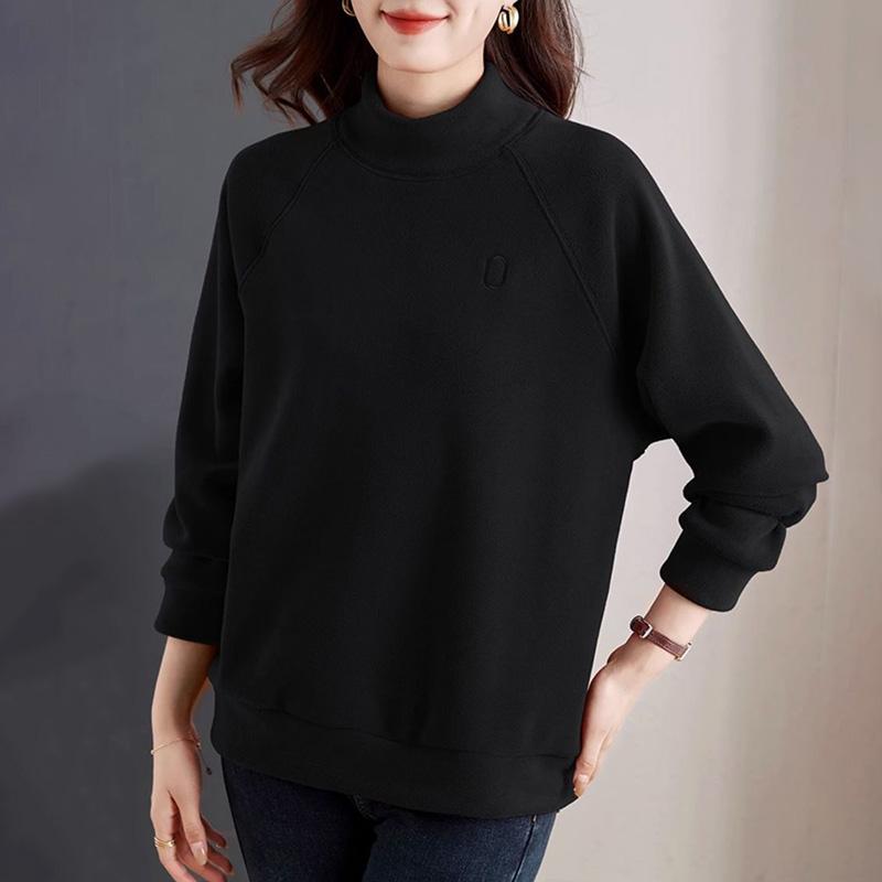 Sweatshirt for Women Cotton Oversize Fleece Thickened Loose Round Neck Casual Half Turtleneck Pullover Long Sleeve Top Sweatshirt