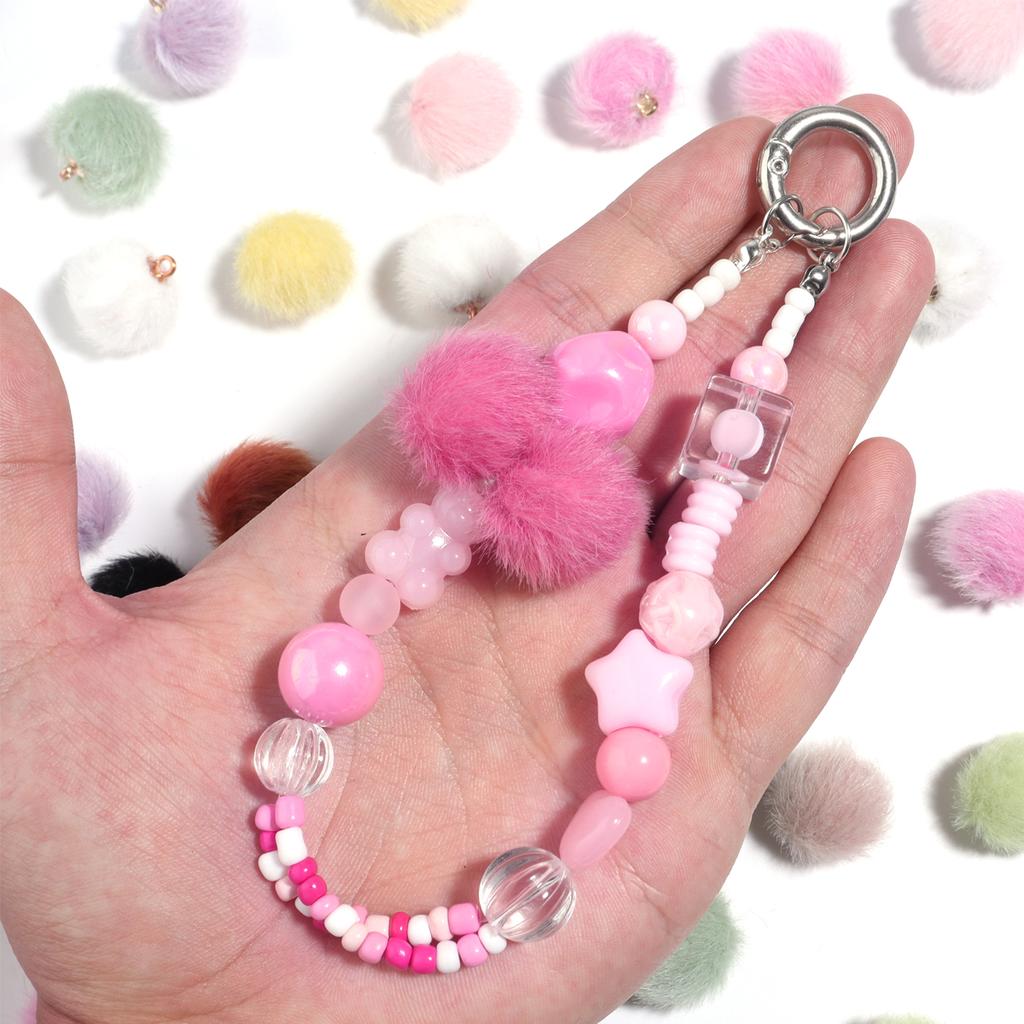 20pcs 16mm Plush Fur Covered Ball Beads Charms Cute Pompom Charms For Jewelry Making DIY Bracelets Necklace Earrings Accessories