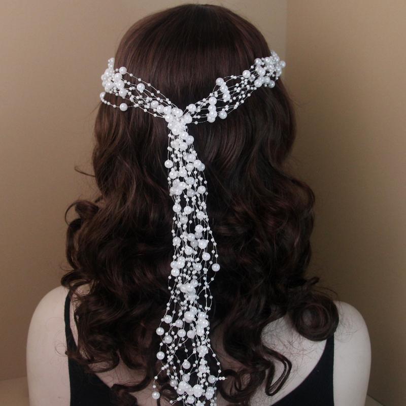Pearls Tassel Wreath Headband For Bridal Wedding Hair Accessories Bride Headband Woman Hair Vine Girls Headpiece