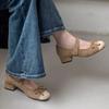 French Small Fragrant Splicing Round Head Thick Heel High Heel Single Shoes Temperament Versatile Commuter Mary Jane Shoes