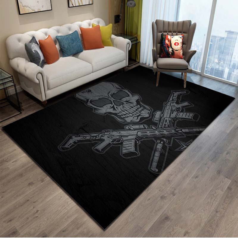15 Größen 3D Gewehr Pistole Revolver Waffe Bereichsteppich, Teppich für Wohnzimmer Schlafzimmer, Küchenfußmatte Badezimmer Rutschfeste Bodenmatte