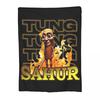 Tung Tung Tung Sahur Blankets Fleece Winter Italian Brainrot Portable Ultra-Soft Throw Blanket for Bedding Plush Thin Quilt