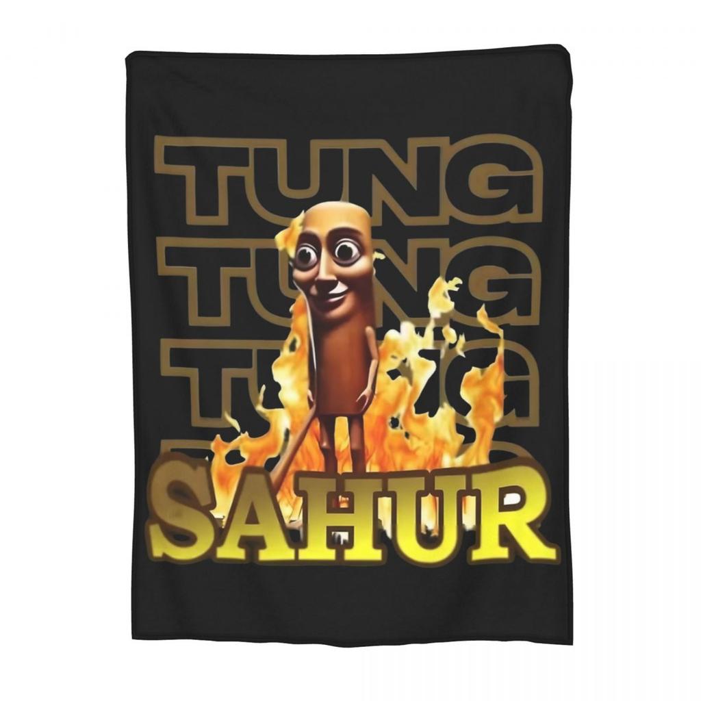 Tung Tung Tung Sahur Blankets Fleece Winter Italian Brainrot Portable Ultra-Soft Throw Blanket for Bedding Plush Thin Quilt