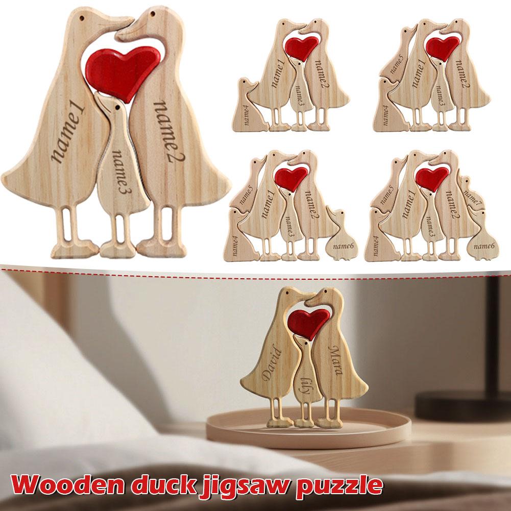 Personalized Duck Family Theme Wooden Art Puzzle 2024 Free Engraving Wooden Desktop Decorations Customized Gifts for Mom Da M5A5