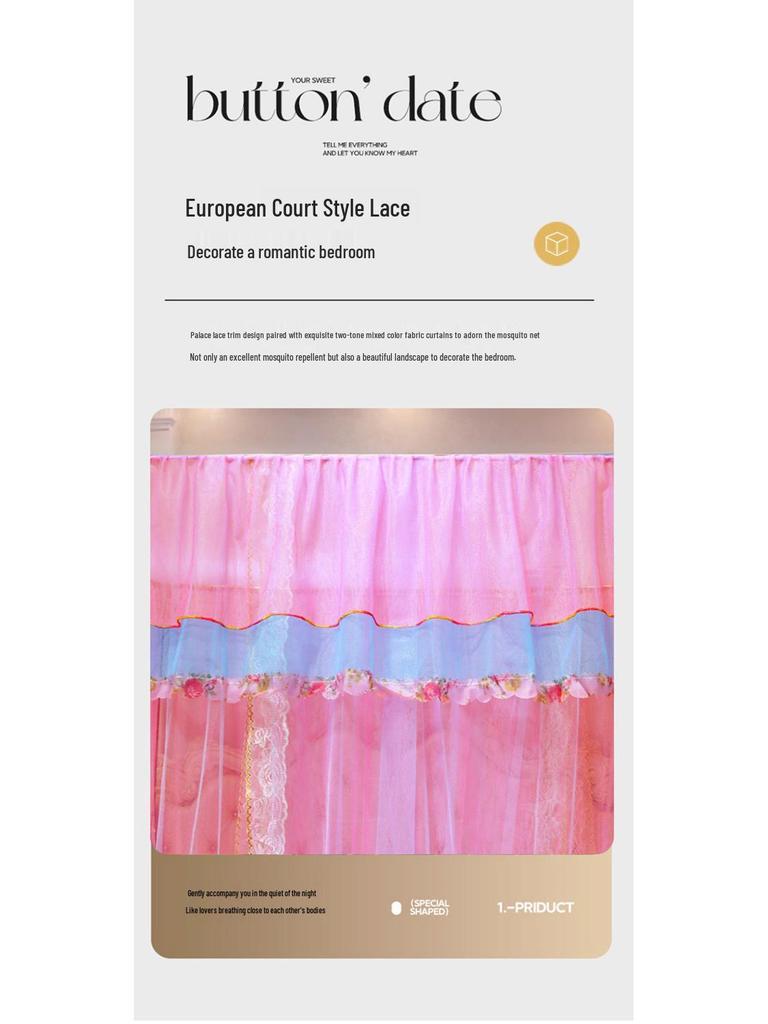 Three-Door Princess Style Thickened Mosquito Net for Single/Double Bed