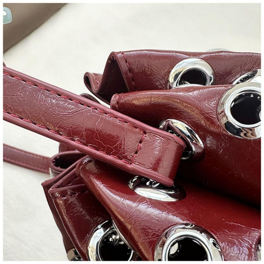 Metal Stud Rivet Shoulder Bag Spicy Girl Drawstring Crossbody Bag Simple Y2k Underarm Bag  Daily