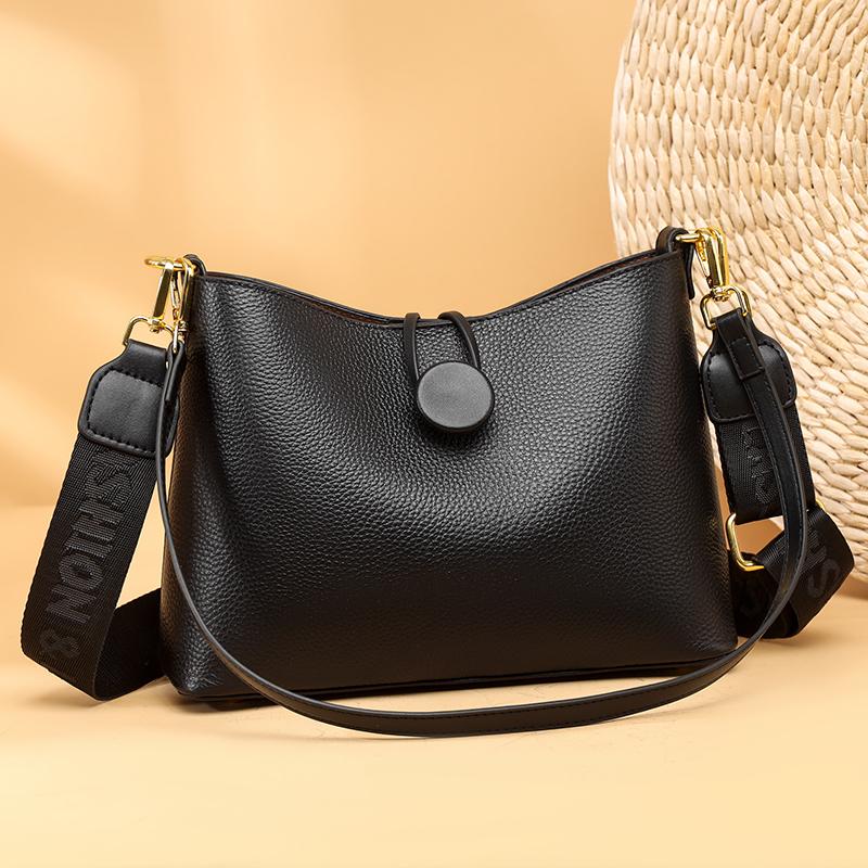 Hohe Qualität Weiche Kuh Leder Handtasche Luxus Frauen Eimer Messenger Schulter Umhängetasche Weibliche Mode Echtes Leder Tote