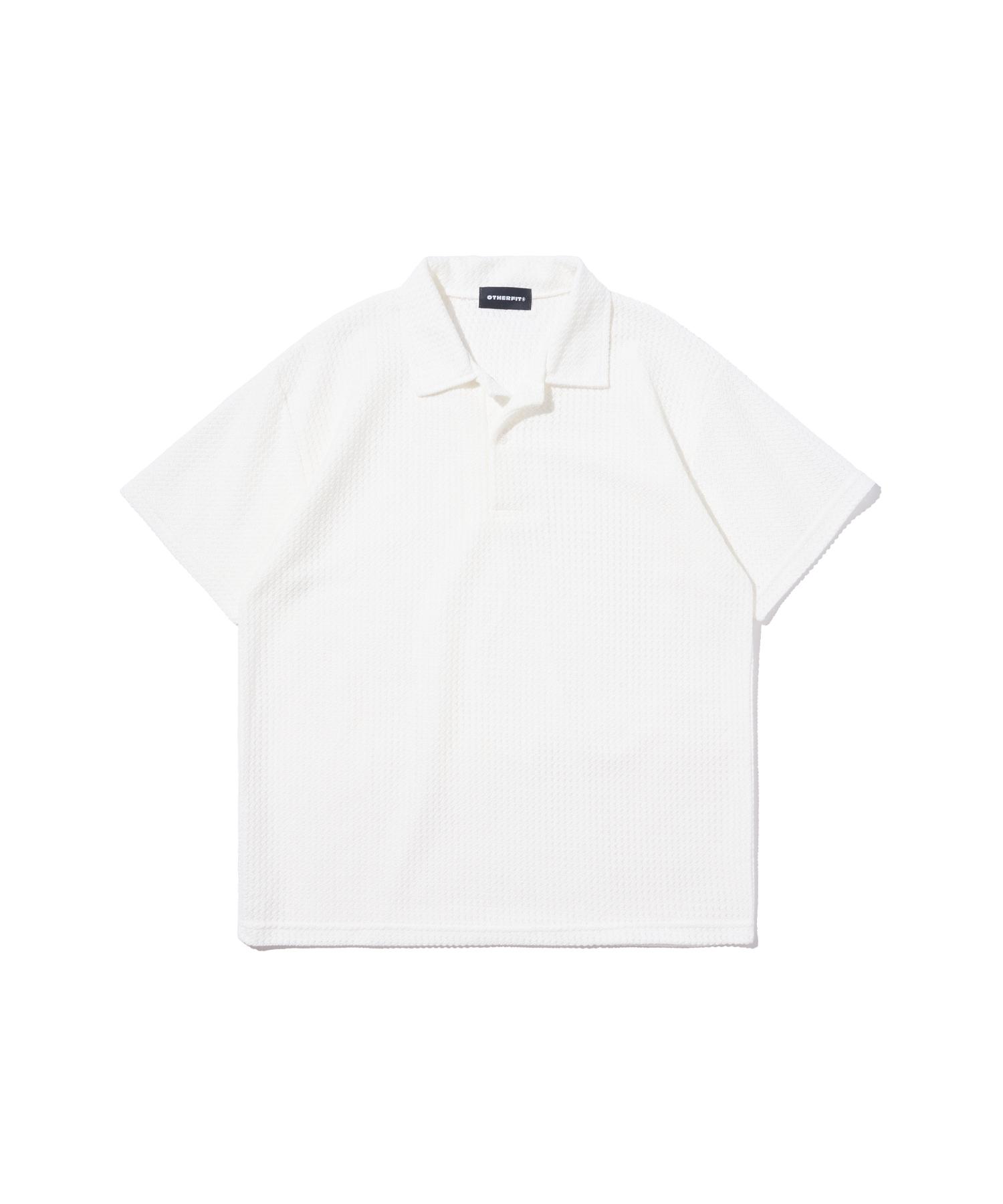 Summer Mesh Open Collar Knit (White) Free