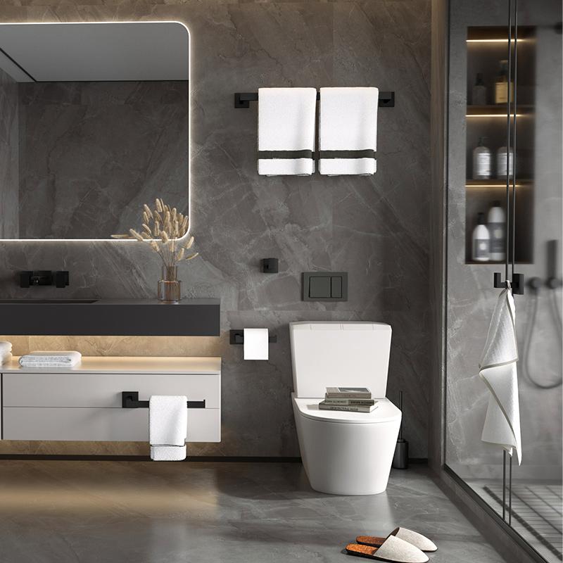 Luxury Black Bathroom Accessories Set Bathroom Hardware Set Household Hanger Towel Rack Roll Paper Rack Coat Hook Sets 4 Pcs Kit