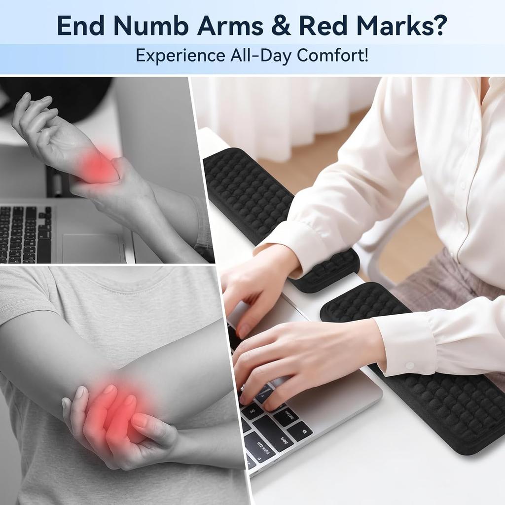 L-Shaped Elbow Pad for Desk, 2-Piece Arm Rest for Desk Wrist Support, Ergonomic Desk Edge Cushion Memory Foam Elbow Support for Work, Study, and