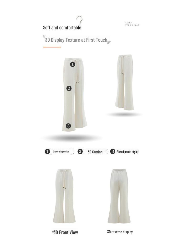 Damen Woll Schlaghose - Lässige Herbst/Winter Hose mit Knistermuster, Modisches und Schlankmachendes Design