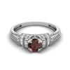 5MM Round Garnet Gemstone 925 Sterling Silver Solitaire Blossom Design Women Wedding Ring