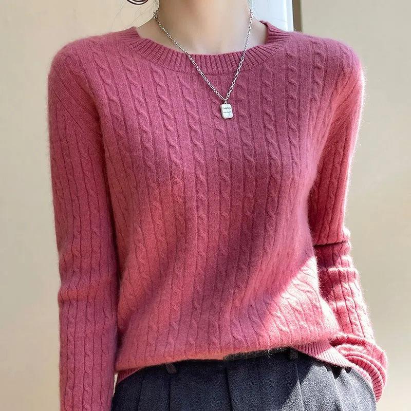 

Свитер женский осенне-зимний теплый вязаный низ с круглым вырезом рубашка свободный удобный пуловер верхний свитер XXXXL розовый