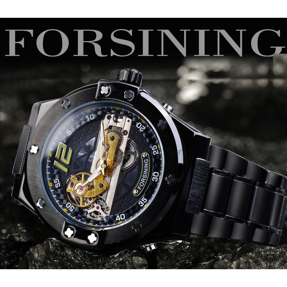 Forsining Men's Fashion Casual Waterproof Tourbillon Automatic Mechanical Watch GMT1157-4-W