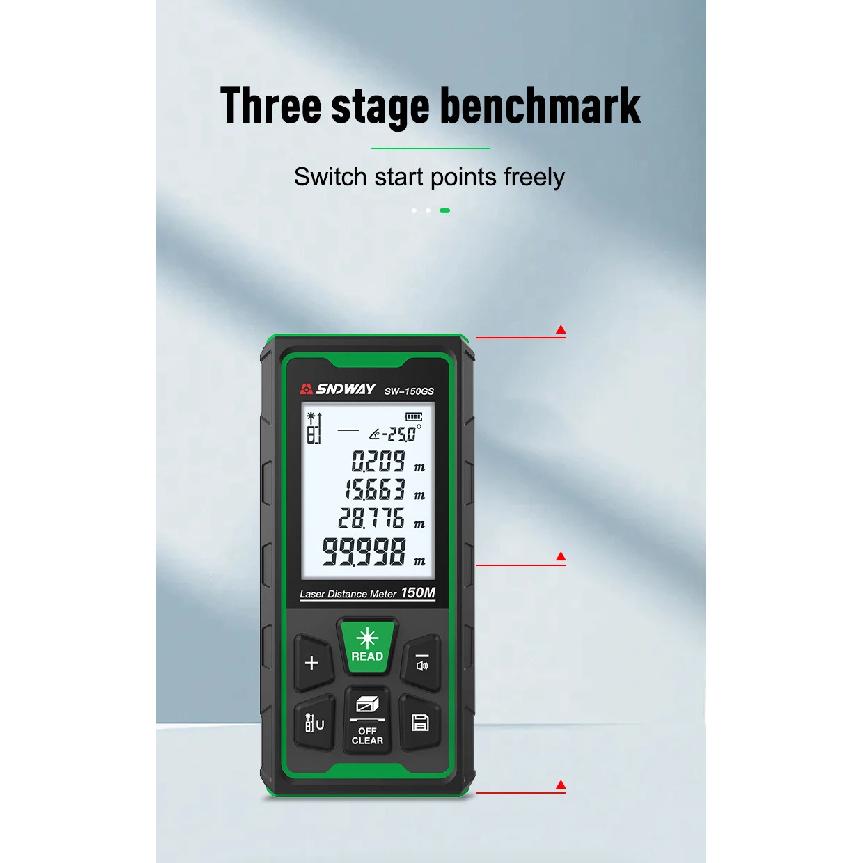 SNDWAY Laser Distance Meter Digital Rangefinder 80M 120M 150M Professional Green Laser Measure Range Finder SW-80GS