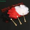 Vintage Struisvogelveer Handwaaier, Decoratieve Veerwaaier met Gouden Handvat voor Bruiloft, Feest & Cosplay