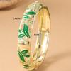 Vintage Colorful Rose Oil Drop Enamel Hollow Wide Cloisonne Bangle Bracelet