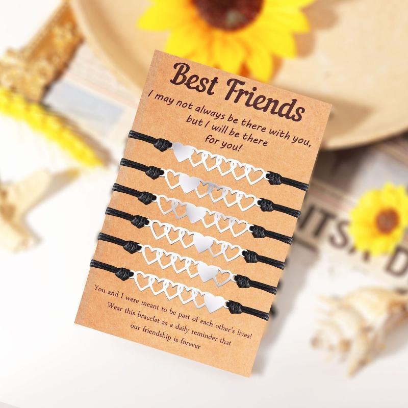 6 Stück Schwestern Armband Beste Freunde Passendes Herz Armband Freundschaft Schmuck Geschenk für Frauen Teenager Mädchen Hohl Herz Anhänger