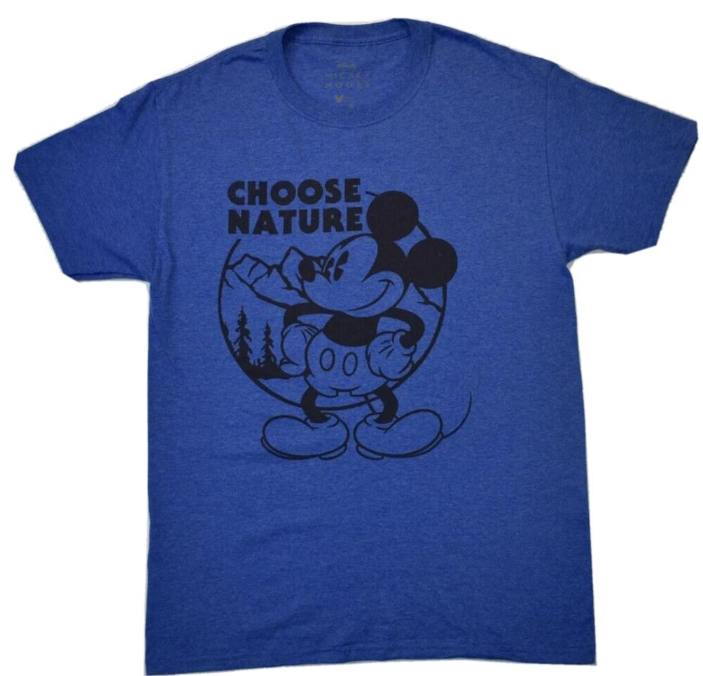

Disney Mens Mickey Mouse Choose Nature Blue Tee Shirt New S S