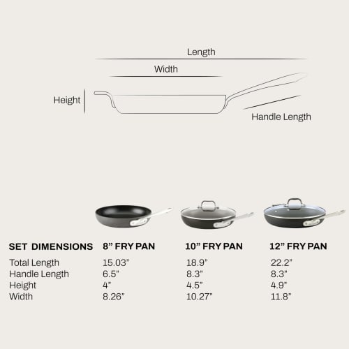 All-Clad HA1 Hard Anodized Nonstick Frying Pan Set - 3-Piece Cookware Set: 8-Inch, 10-Inch, and 12-Inch Skillets with Lids, Induction Safe, Oven Safe