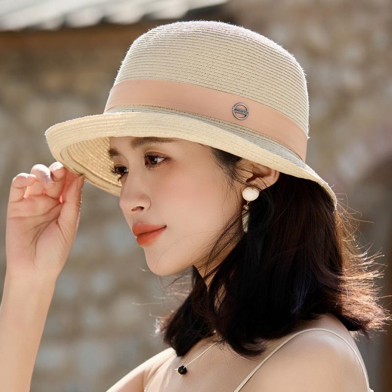 

Шляпа от солнца женская французская элегантная соломенная шляпа Lafite, солнцезащитная шляпа для улицы с защитой от ультрафиолета, шляпа для бассейна one size fits all бежевый