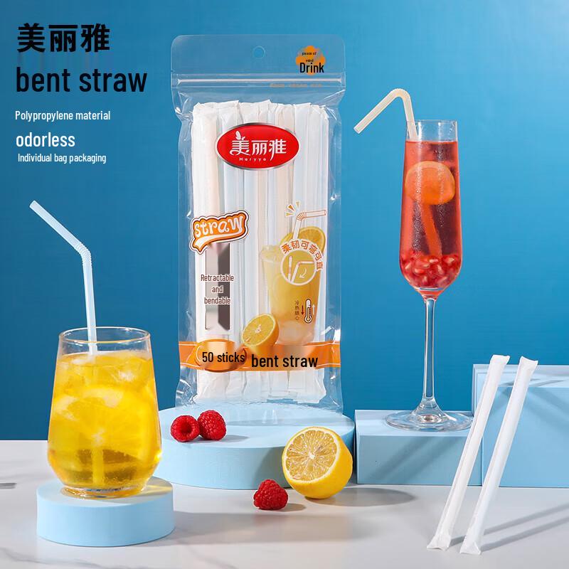 Meiliya Einweg-Trinkhalme mit Knick
