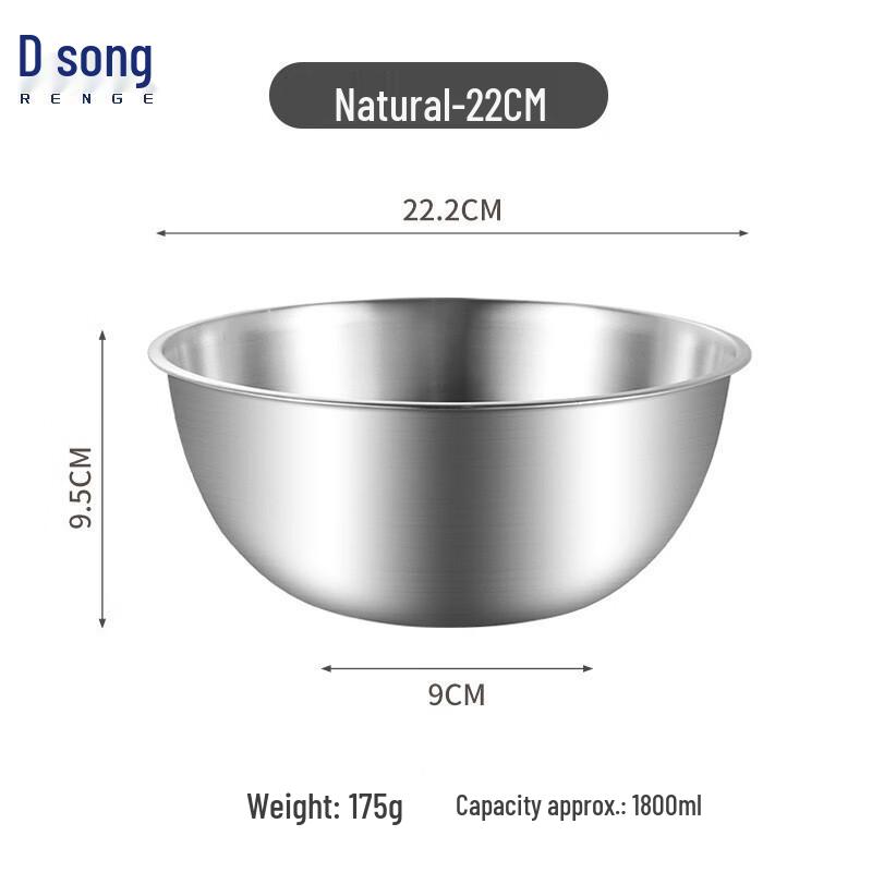 Renge 5-Pack Stainless Steel Mixing Bowls with Measurements 22cm
