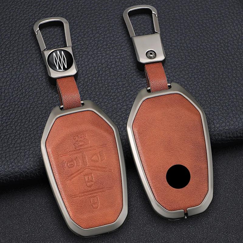 Lega di Zinco+Pelle Custodia Protettiva per Portachiavi Smart Auto Guscio Protettivo Adatta per Ssangyong G4 Rexton Portachiavi Auto Styling Accessori Auto