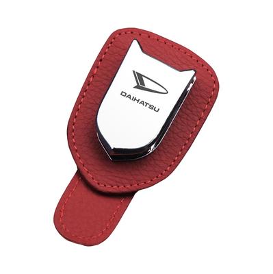 InnoWave DAIHATSU Car Sun Visor Glasses Clip, Daihatsu Leather Car Glasses Clip, Sunglasses Storage, Car Eyeglass Holder, Easy Installation, Red