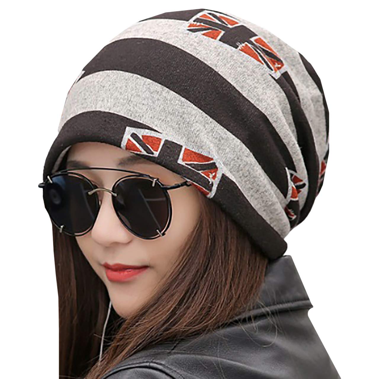 

WHITE FANG Knit Cap Hat Union Jack Cap Hair Band Neck Warmer Ladies CA414 (03 Braun)