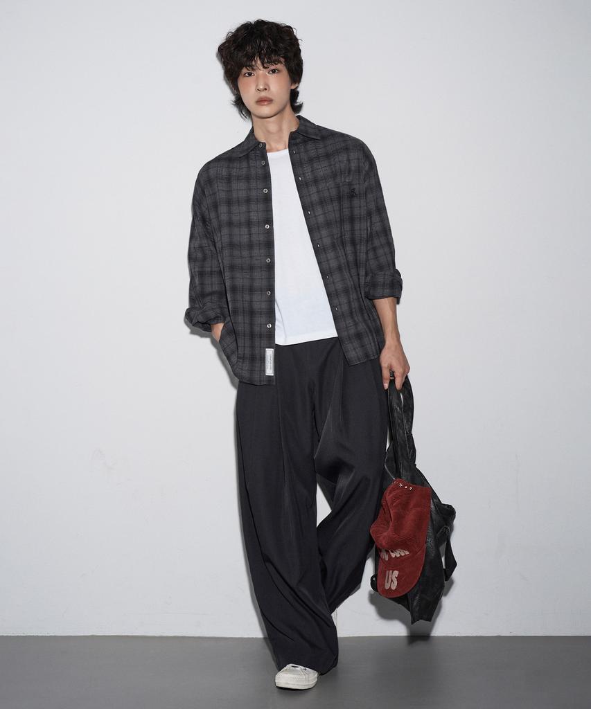 LEMAIN SECOND Check Oversized Shirt [Charcoal]