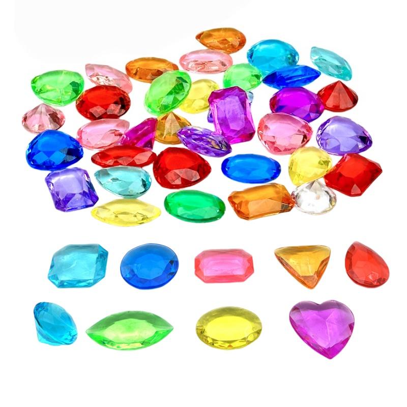 30 ks Akrylové Křišťálové Diamantové Drahokamy Hračky Pro Dívky Barevná Truhla Pokladů Sada Šperků Dětský Dárek k Narozeninám Vánoční Dárek