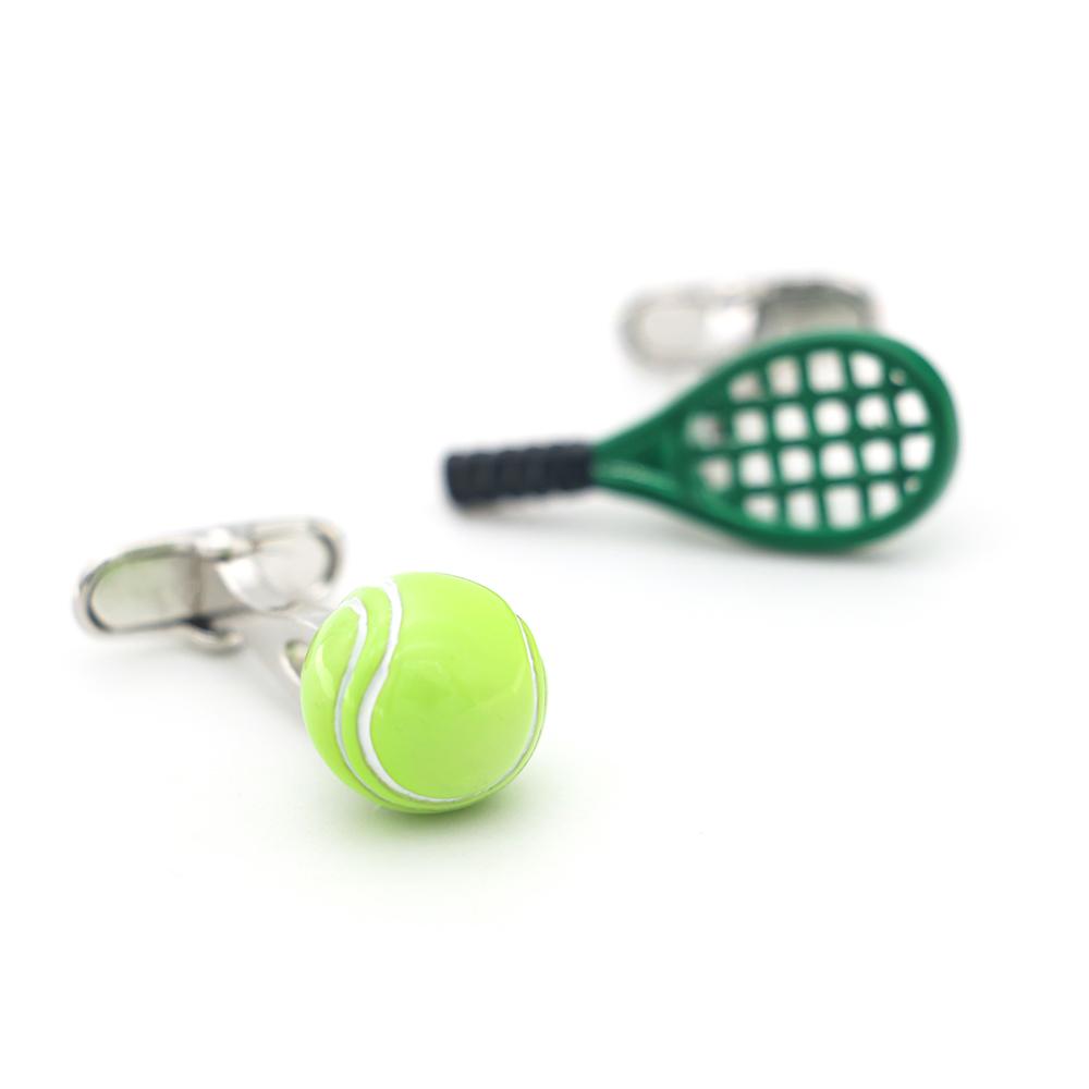 Igame Tennis Cuff Links Quality Brass Material Green Color Tennis Racket Design Cufflinks Wholesale  Retail