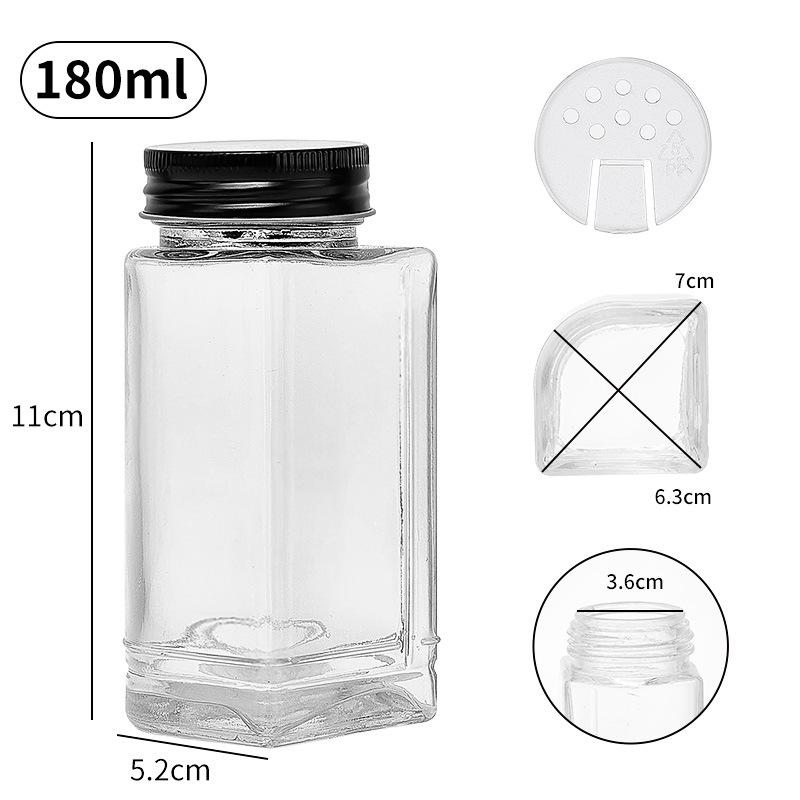 Acacia Wood Glass Seasoning Bottle Set - Pepper, Salt, Spices - 4-Piece Square Sprinkler Jars