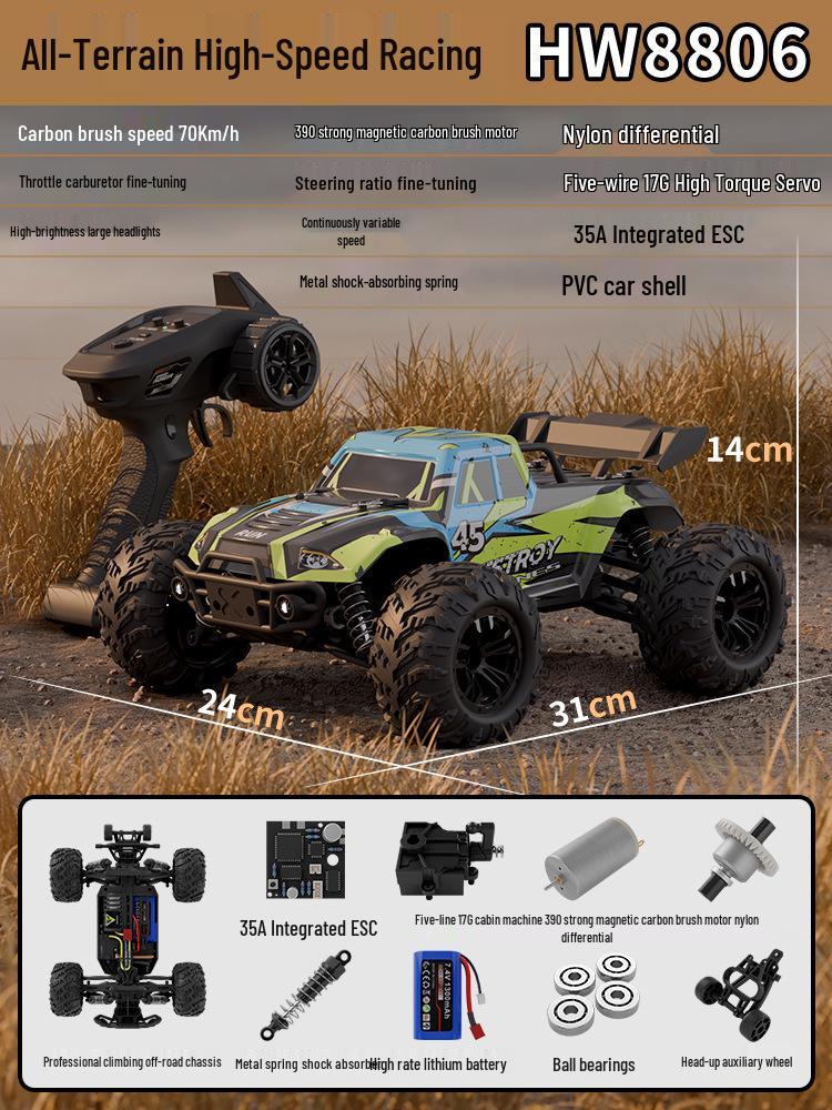 Cross-Border Professional High-Speed RC Off-Road Drifting Car - Four-Wheel Drive Electric Climbing Big Foot Toy for Adults.