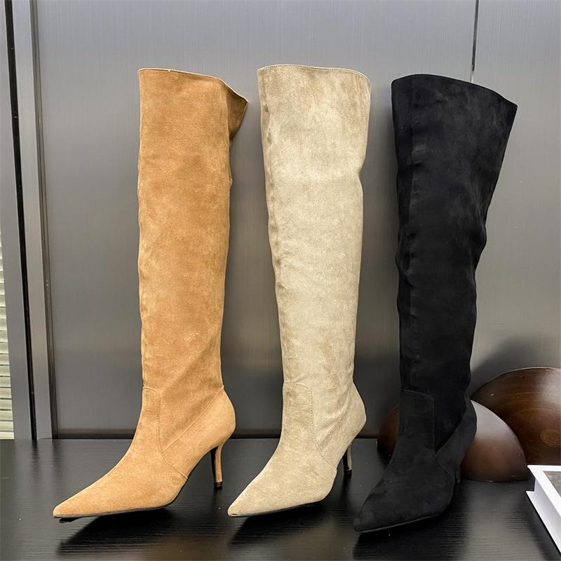 Fashion Eilyken Sexy Thin Heels Knee-High Boots Women Autumn Winter Pointed Toe Party Prom Ladies Shoes Elegant Long Botas De Mujer