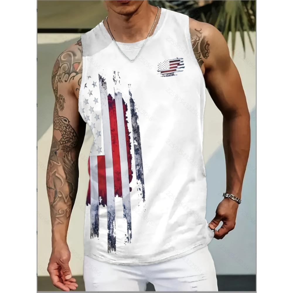 New Fashion Casual Versatile High-quality Graffiti Style Men's Round Neck Vest Outdoor Sports Fitness Comfortable Breathable Vest