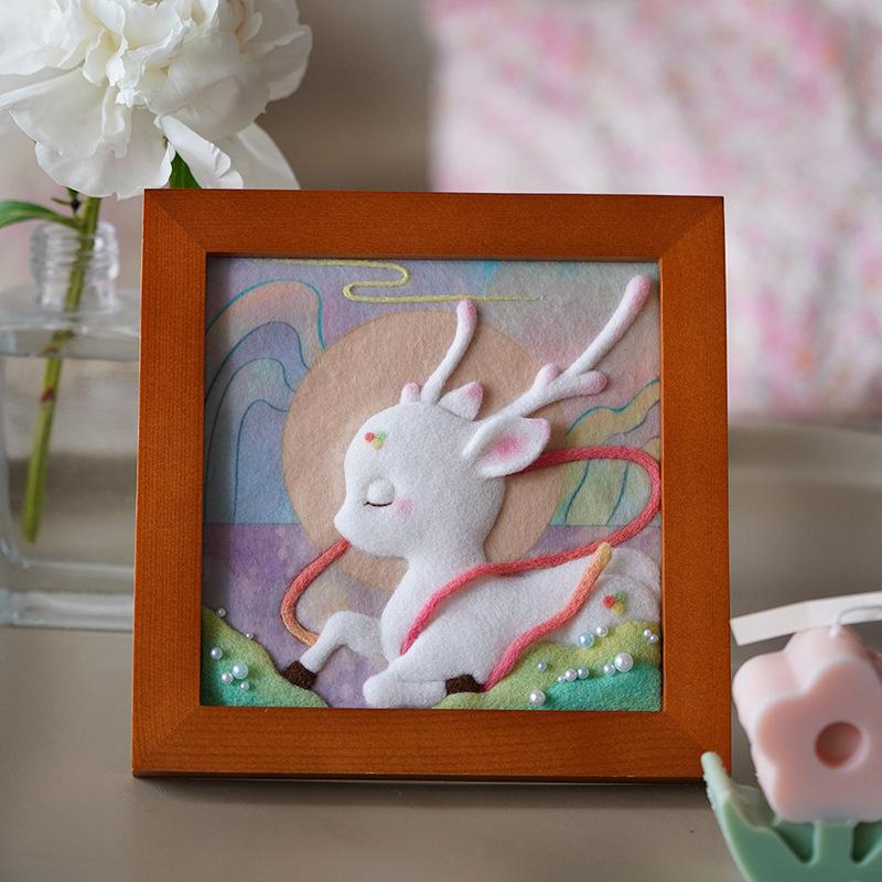 

1pc Wool Felt Stamping Picture Frame DIY Craft Kit Stamping Embroidery Couple Gift