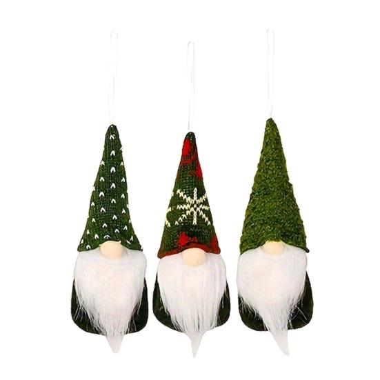 3Pcs Faceless Doll Pendant Christmas Gnome Ornament with Lanyard Long Beard Hat Doll Knitted Decoration
