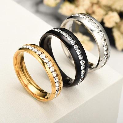 316L Stainless Steel Ring Crystal Rings For Women Circle CZ Fashion Engagement Jewelry Gifts Wholesale