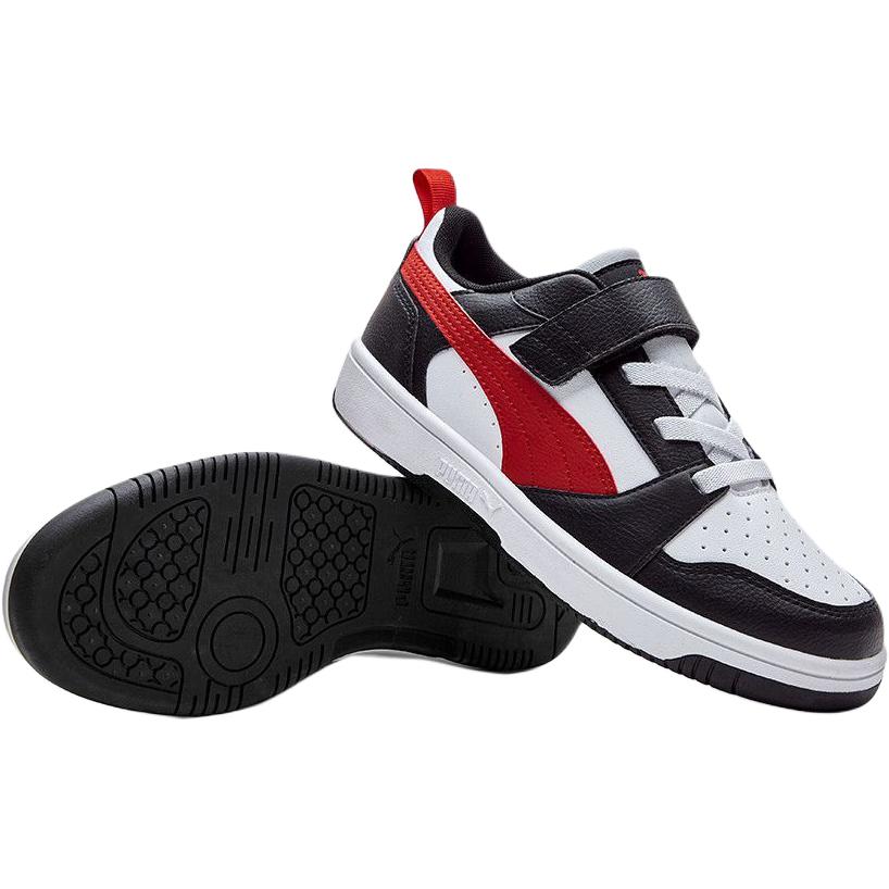 Puma Rebound V6 Lo Ac Versatile Comfortable Low-Top Kids Skate Shoes Kids Skate Shoes Black White Red 404316-02