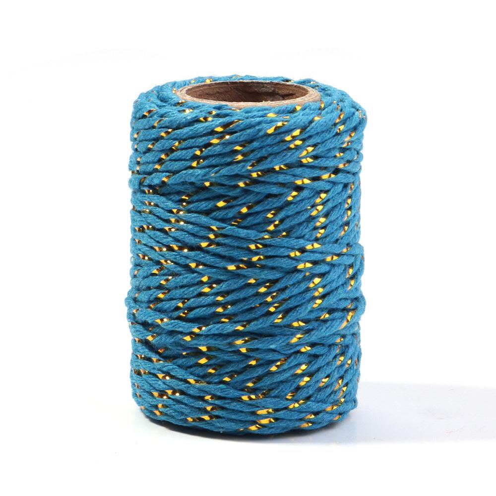 20Meters 2mm Colorful Braided Cords Christmas Thread Golden Silk String Rope For Making Christmas Gift Packaging DIY Party Decor