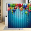 Christmas Shower Curtain Bathroom Decor White Blue Ball Snowflake New Year Wall Cloth Polyester Winter Holiday Curtains Hook Set