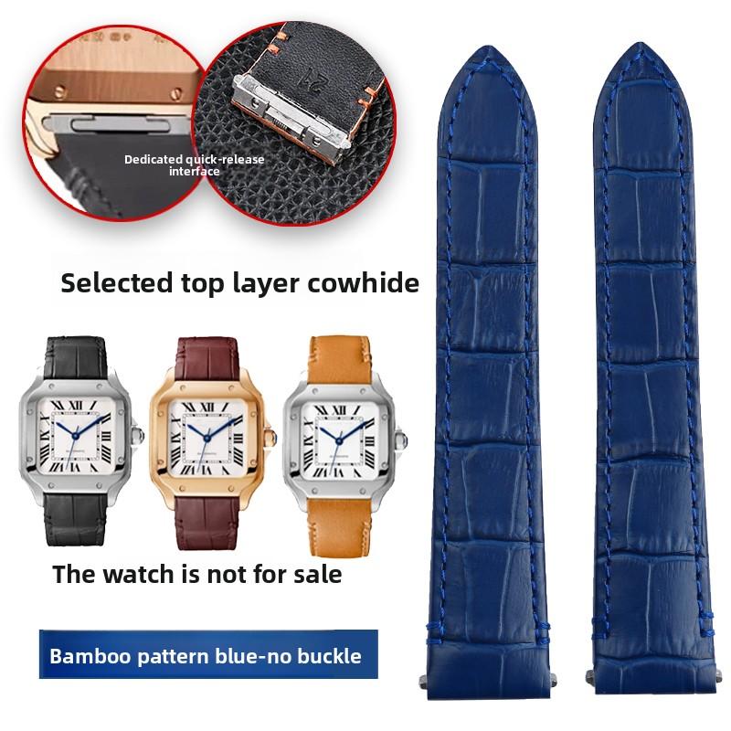 

19mm 21mm For Cartier Santos Classic WSSA0009 WSSA0010 WSSA0018/21/23 New SANTOS Cow Leather Watch Strap Quick Release WatchBand 19mm