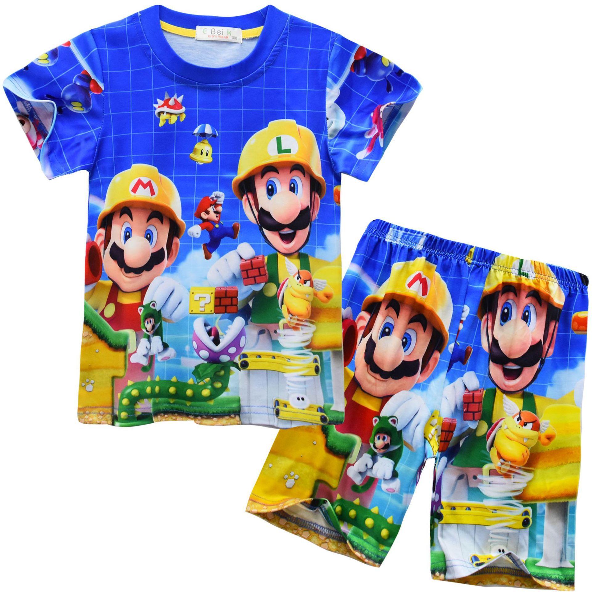 

Short-Sleeved Animation Cartoon Digital Printing, Middle-Aged And Older Children S Daily Loungewear, Short-Sleeved + Shorts Set 91216 110