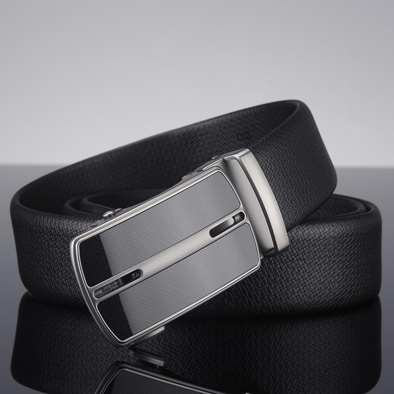 Men'S Belt, Two-Layer Cowhide Alloy Automatic Buckle Business Belt