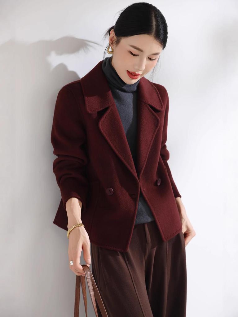 2025 Autumn/Winter Korean Style Short Double-Sided Wool Coat for Women - Fashionable, Versatile, and Loose Fit.