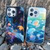Marine Creature Jellyfish Phone Case For iPhone 16 15 Pro Max Plus 14 13 Mini 12 11 Pro Max Shockproof Laser Back Cover Fundas