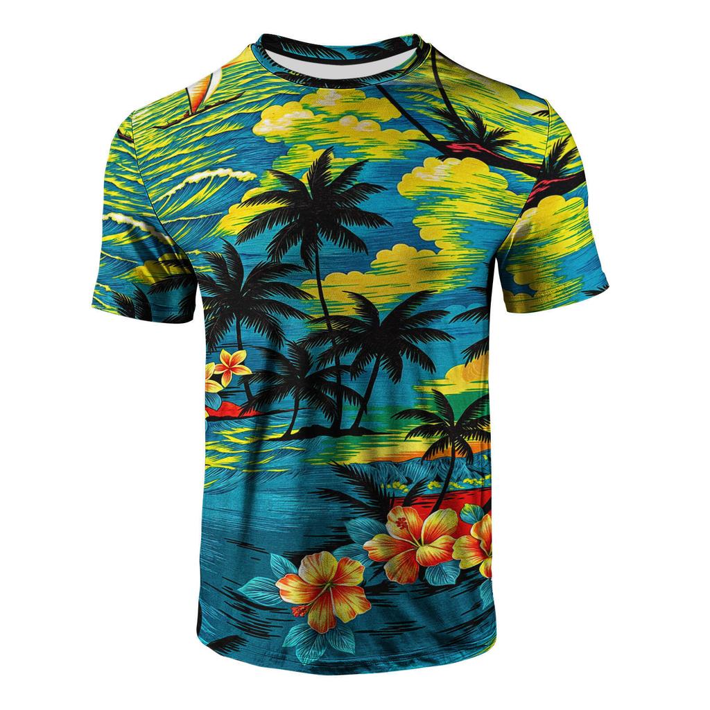 T-shirt Estiva da Uomo Girocollo Stampata in 3D Moda Versatile Traspirante Tendenza Casual